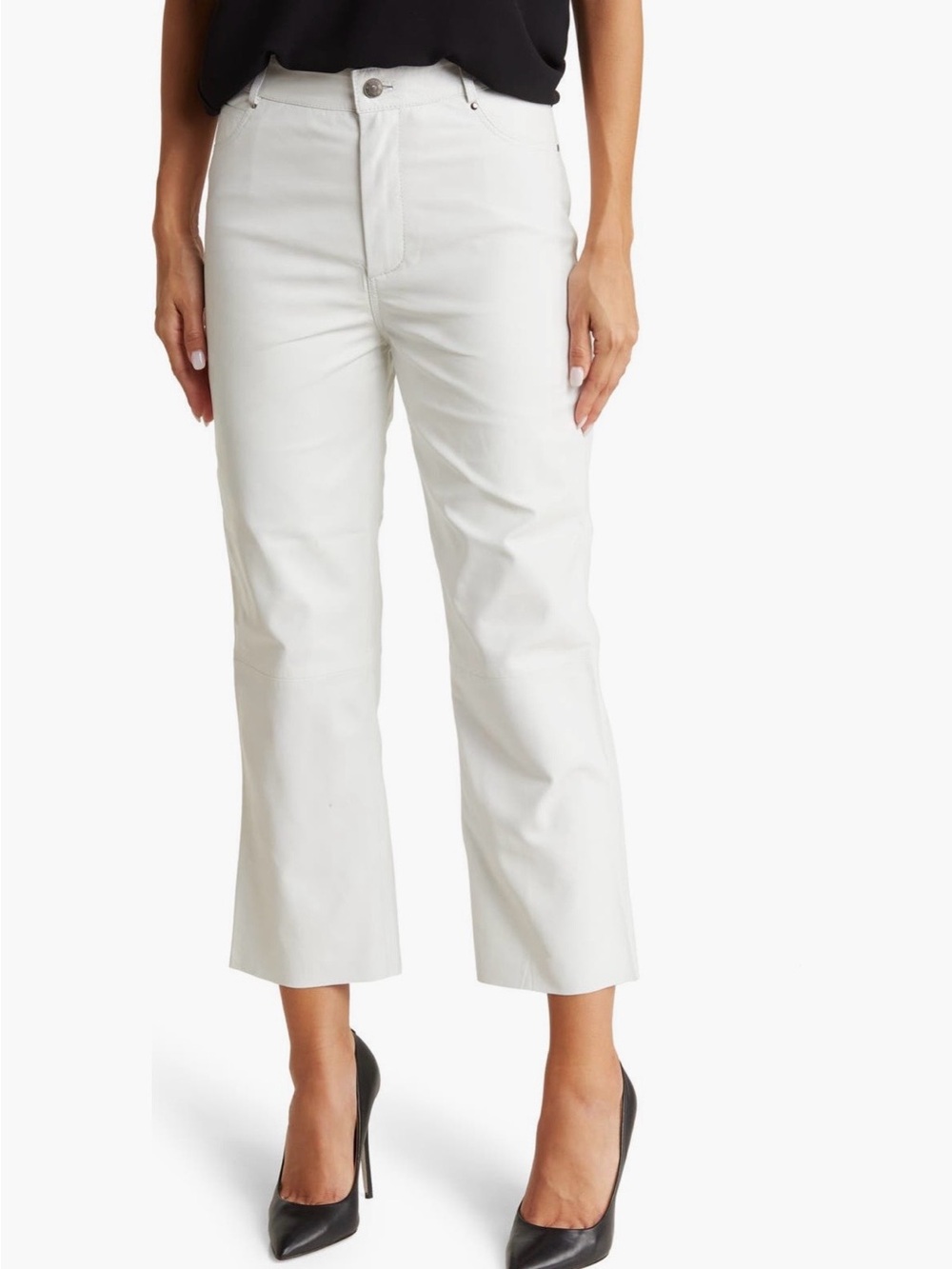 WALTER BAKER White Cropped Wide-Leg Leather Venice Pant / US 8